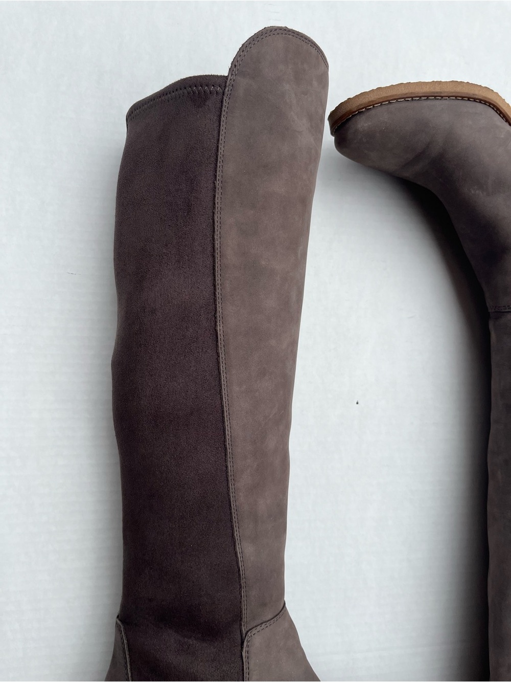 Lucky Brand Tilaree Knee High Boots 7.5 Suede Leather Taupe Equestrian Capsule - Picture 7 of 16